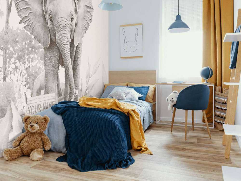 Elefantenbaby im Dschungel beige