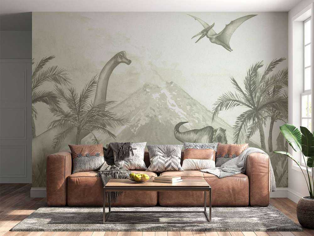 Verschiedene Dinosaurier in grün