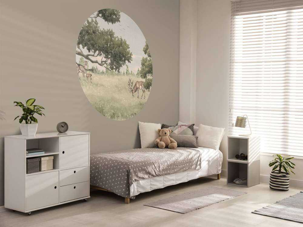 Landschaft mit Tieren in Beige