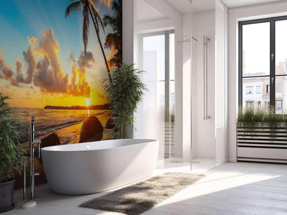 Sonnenuntergang mit Palmen