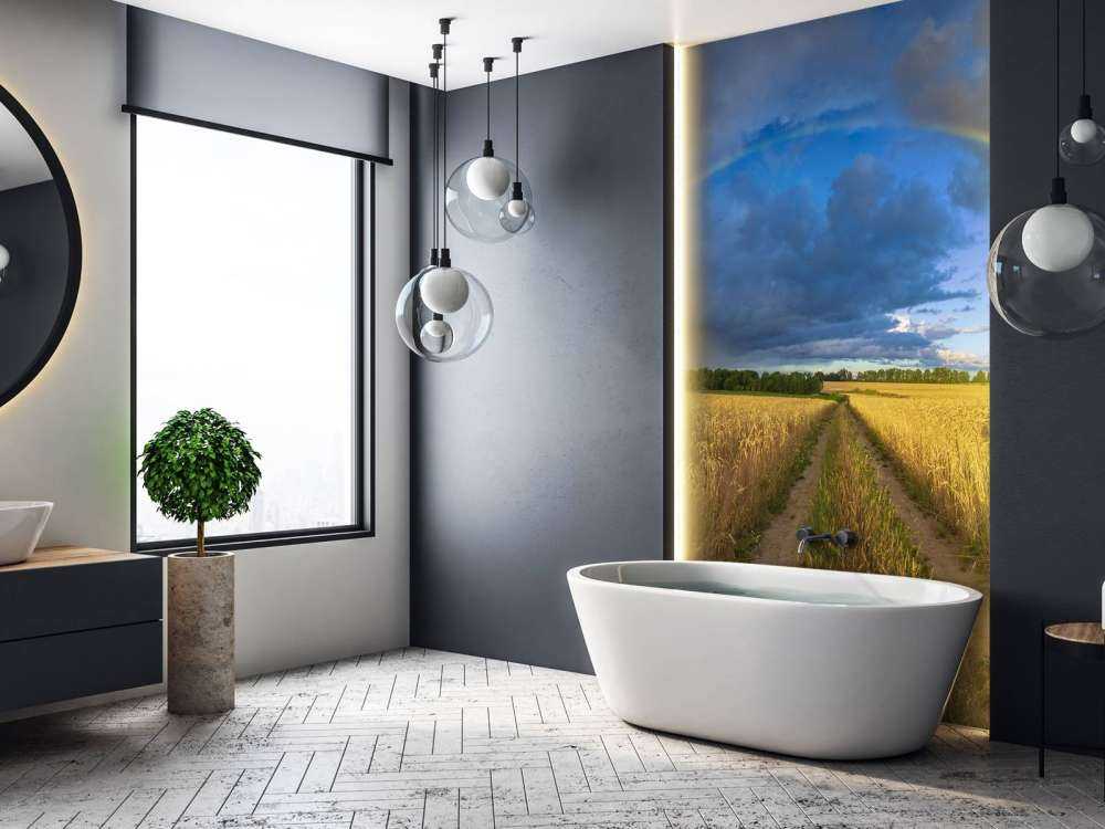 Regenbogen über einem Weizenfeld