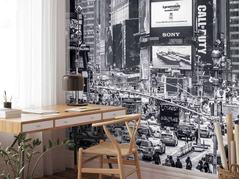 Commuters on busy Broadway in Ney York City near Times Square