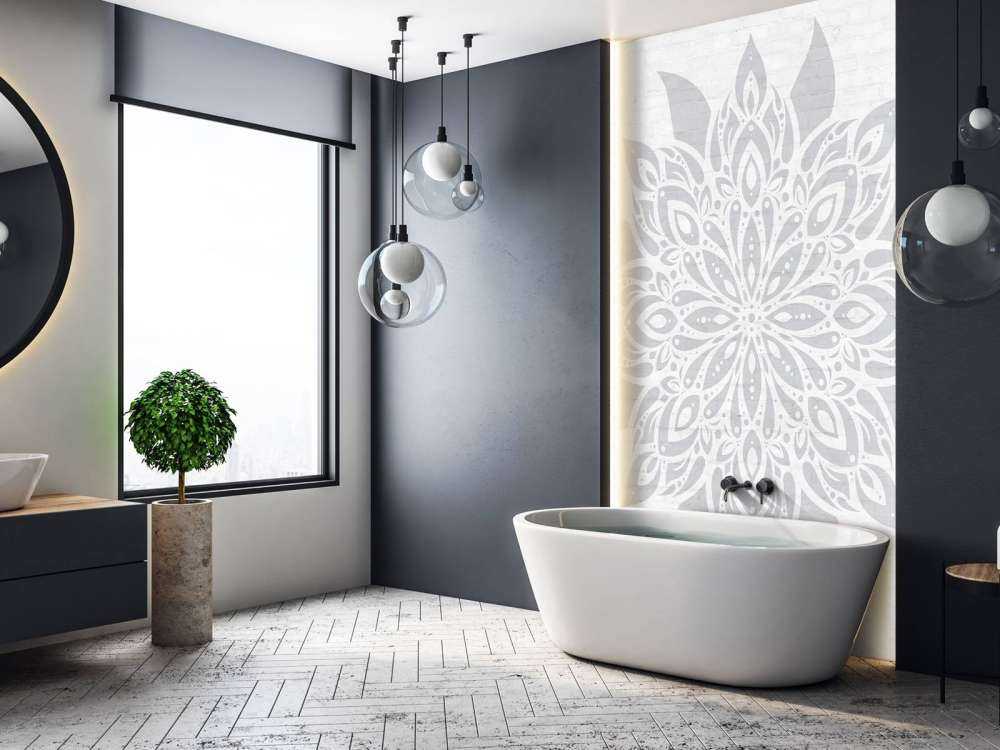 Weiches Grau Mandala Blume