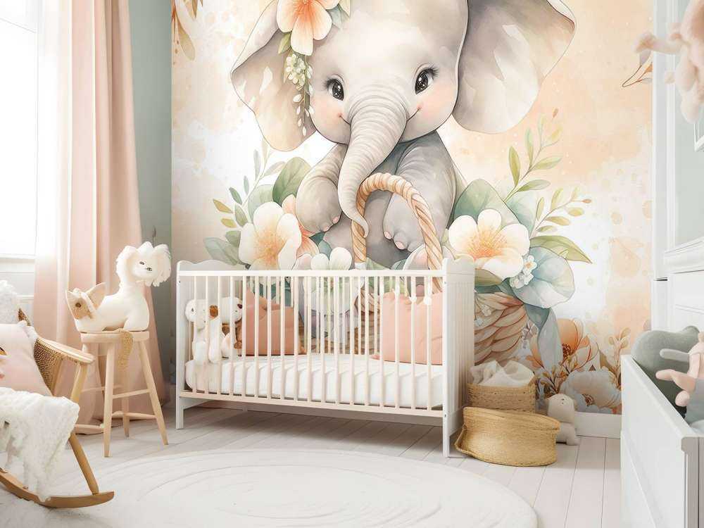 Schattenelefant im Blumenkorb