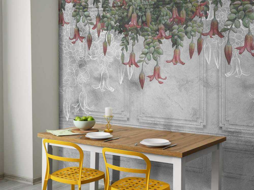 Klassische graue Verkleidung mit Blumen