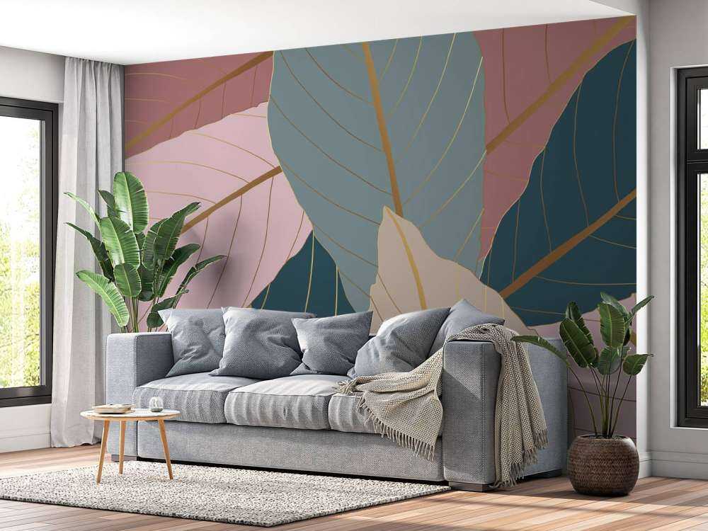 Tropische Blätter mit Gold