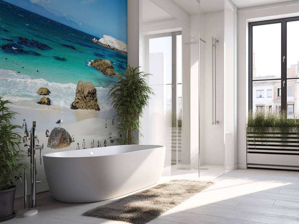 Strand mit Pinguinen