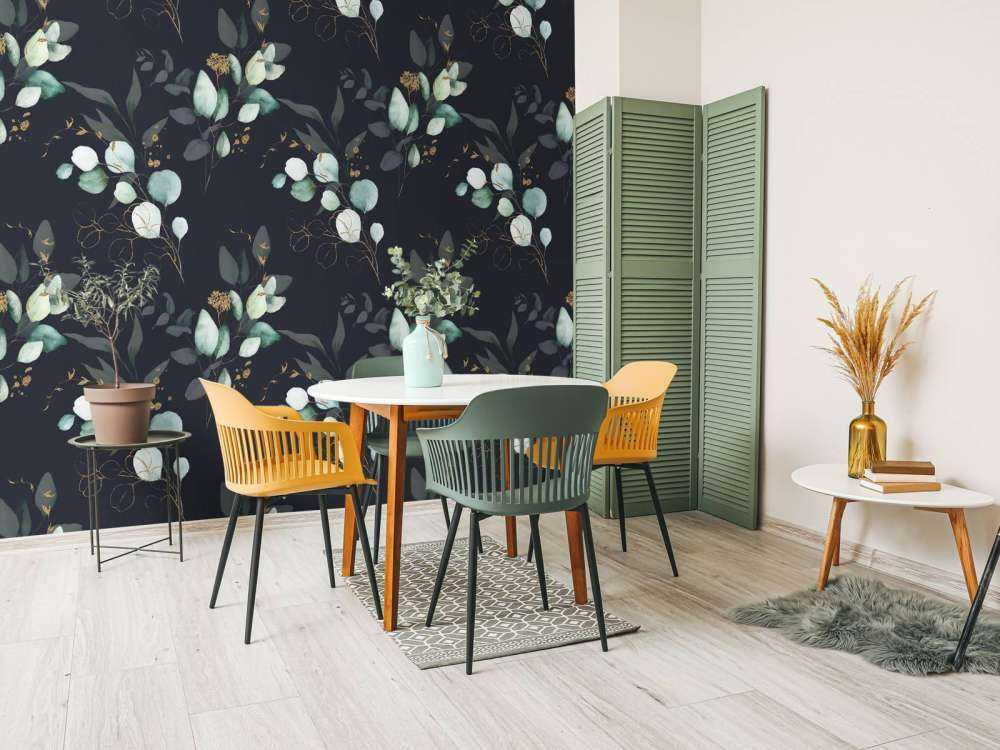 Dunkelblaue Blätter mit Gold