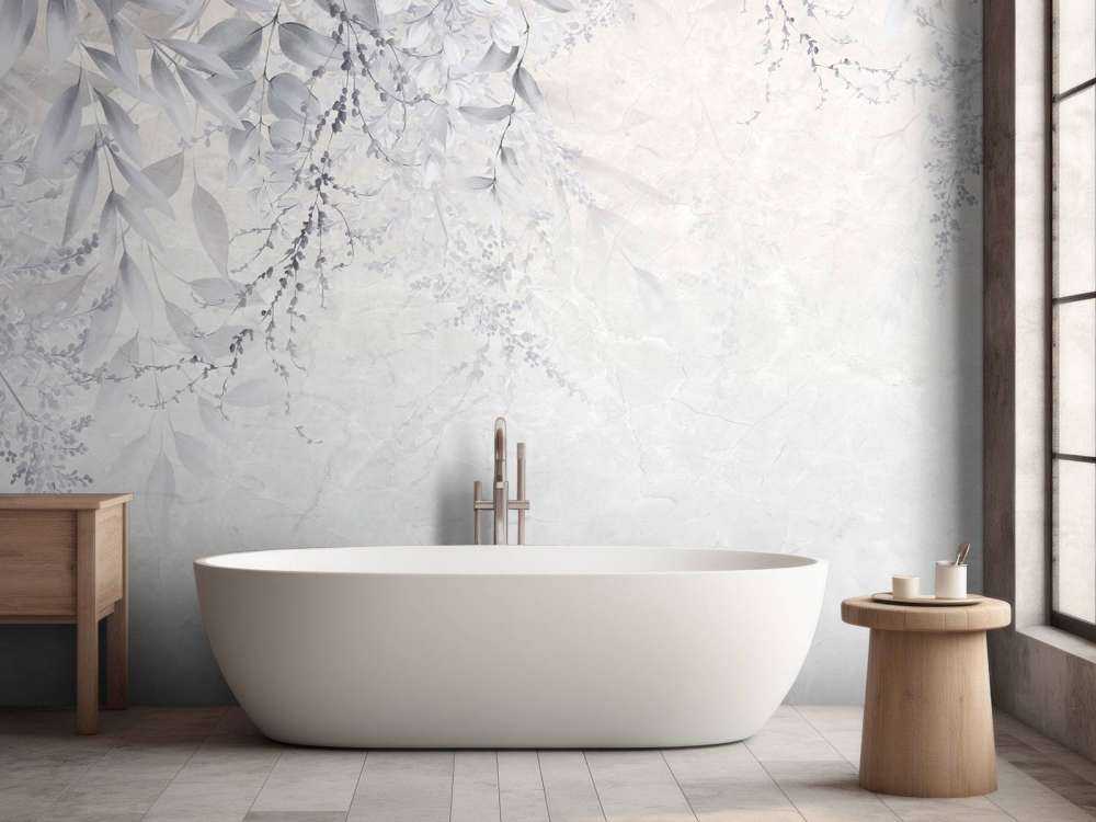 Blätter auf Marmorwand