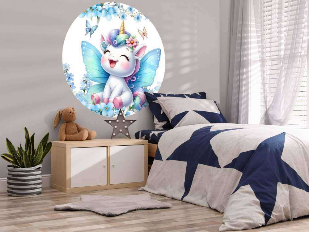 Fröhliche Feen Einhorn und Blumen