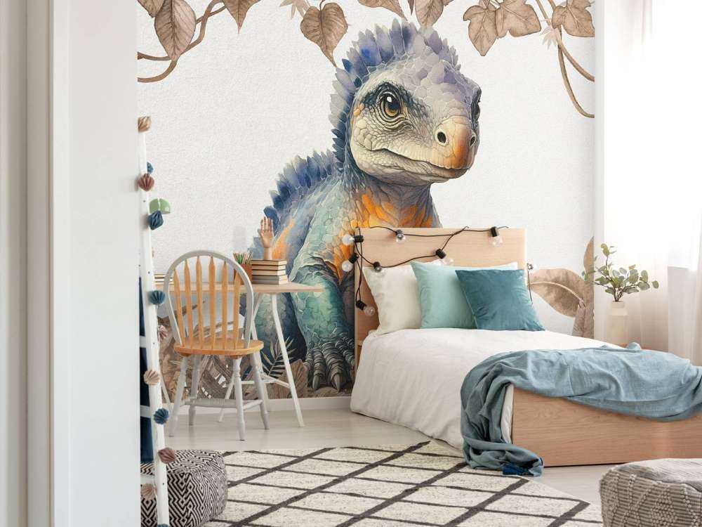 Baby-Ankylosaurus im taupefarbenen Dschungel