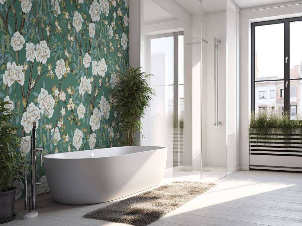 Pfingstrosen auf grünem Hintergrund