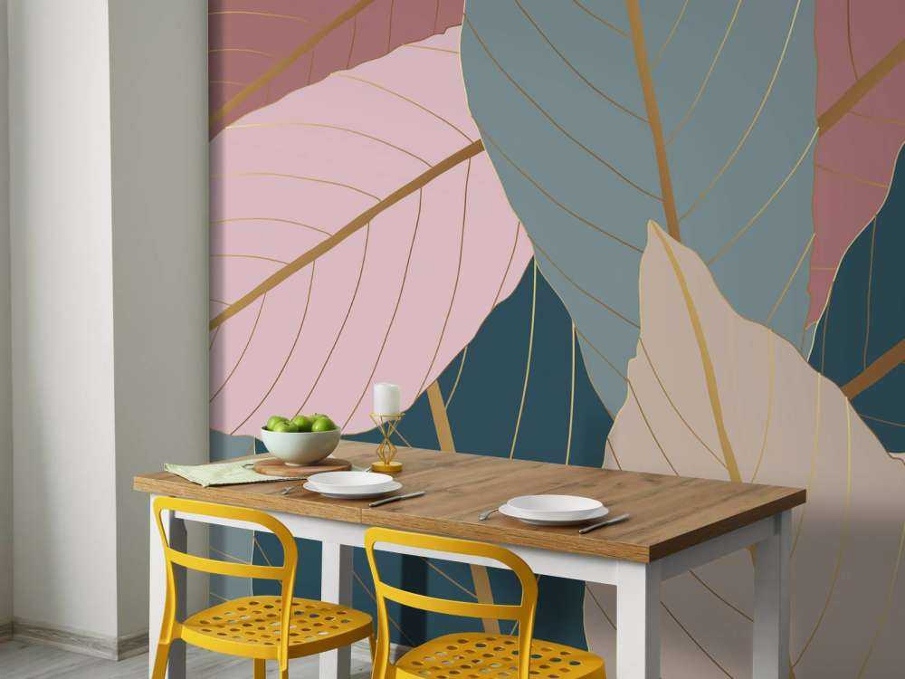 Tropische Blätter mit Gold