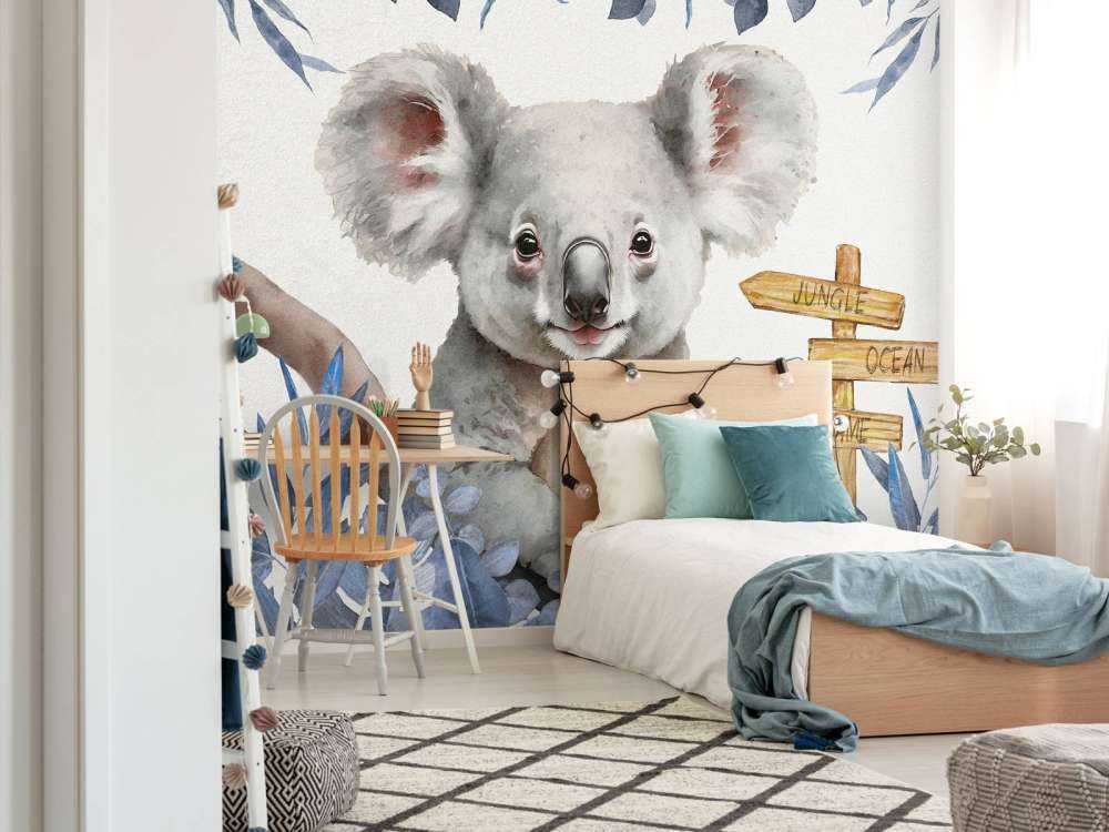 Baby-Koala im Dschungel blau