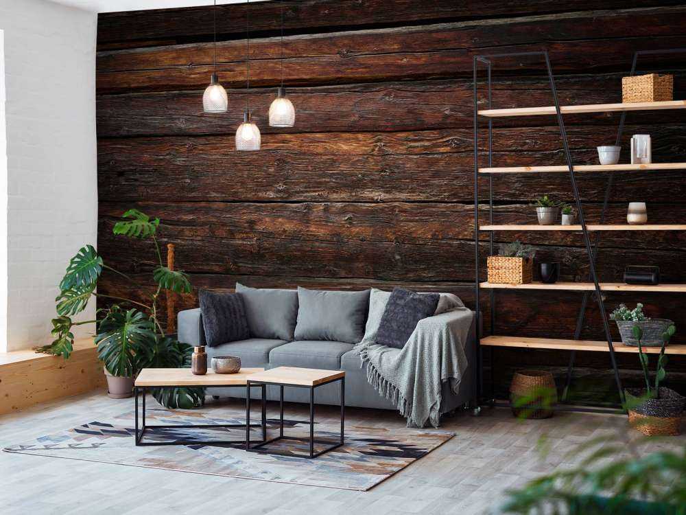 Wand aus dunklem Holz