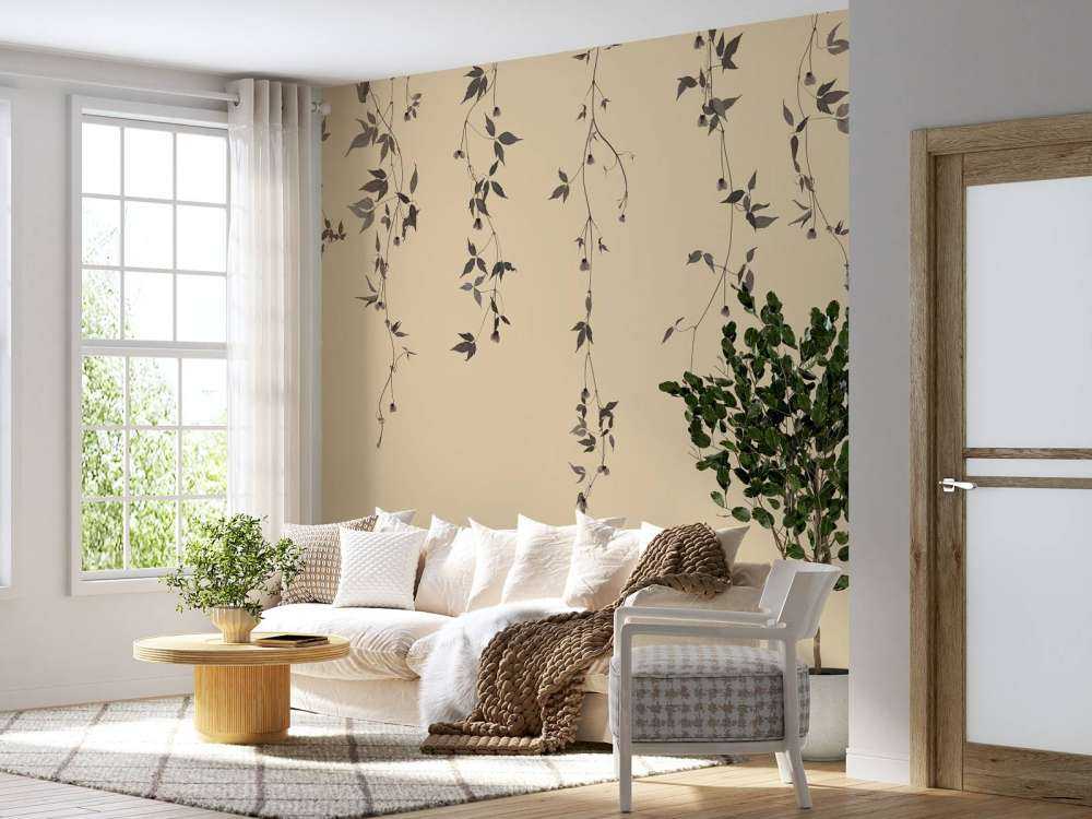 Clematiszweige auf Beige
