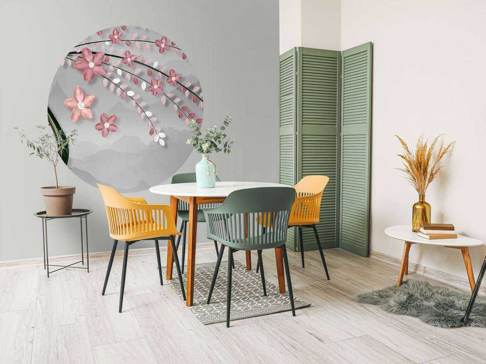 3D-Baum mit rosa Blumen