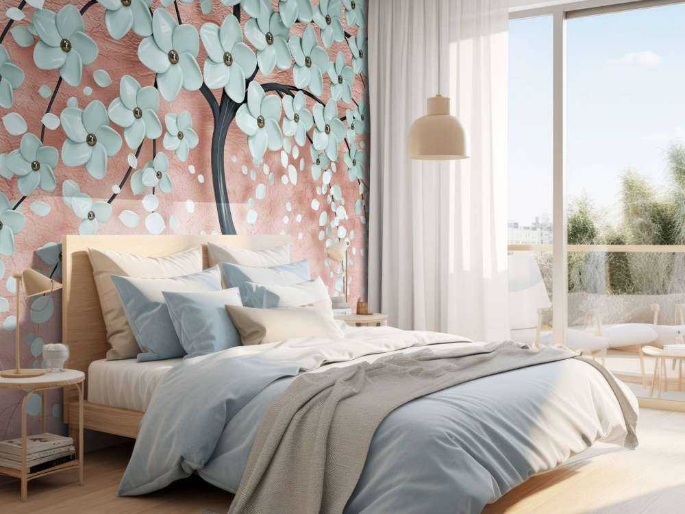 Schwarzer Fantasiebaum mit Minzblüten