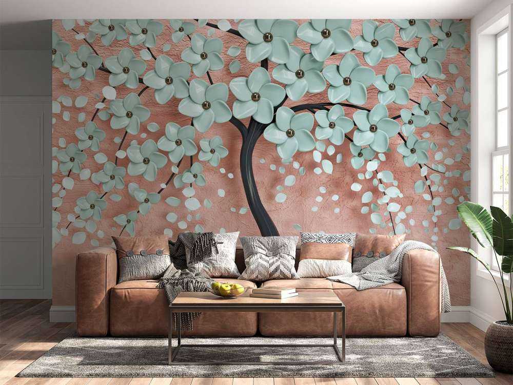 Schwarzer Fantasiebaum mit Minzblüten