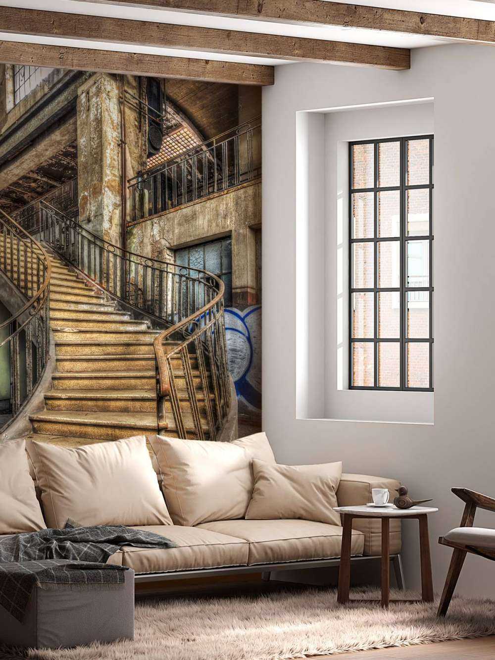 Eine verfallene treppe