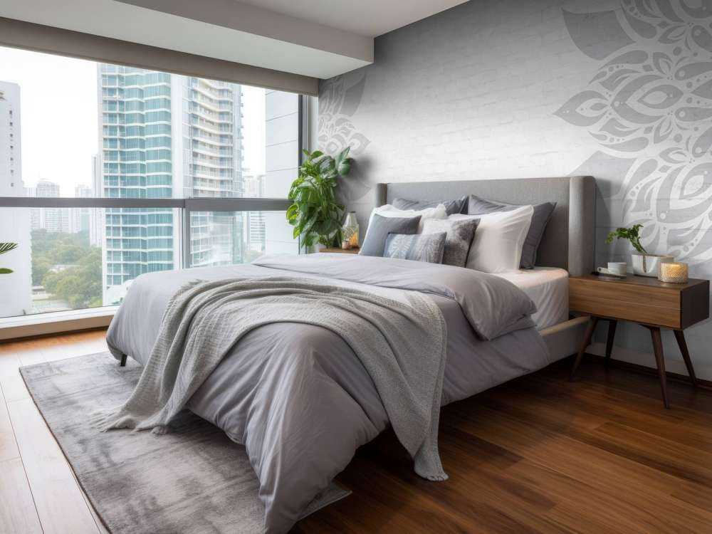 Grau Weiß Mandala Blüte