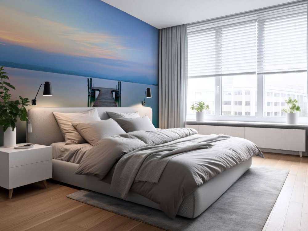 Steg bei Sonnenuntergang