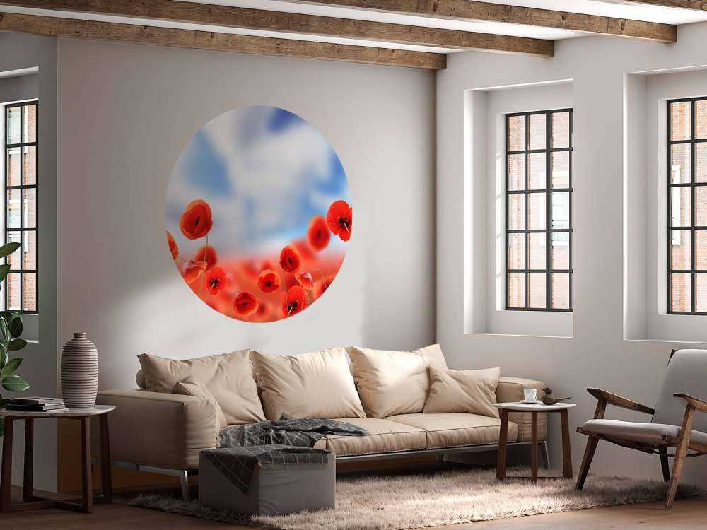 Blauer Himmel und rote Mohnblumen