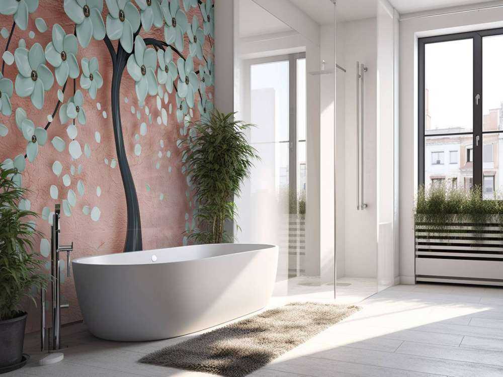 Schwarzer Fantasiebaum mit Minzblüten