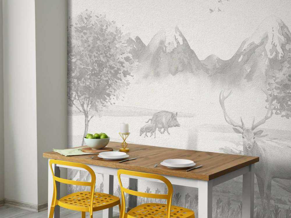 Waldtiere in Grautönen