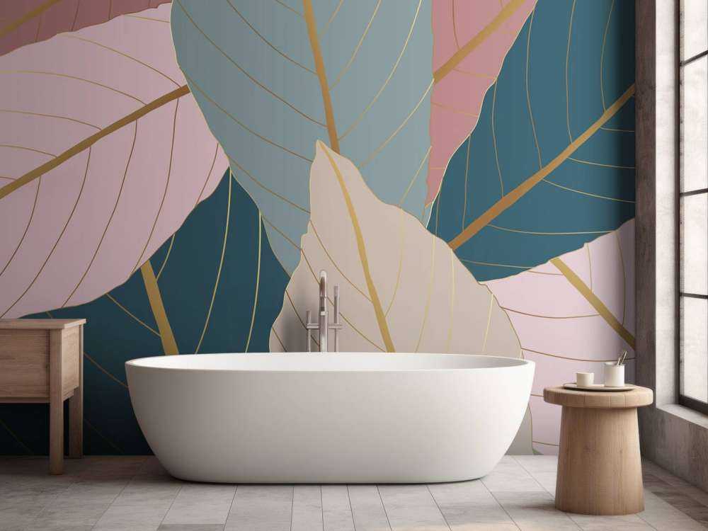 Tropische Blätter mit Gold