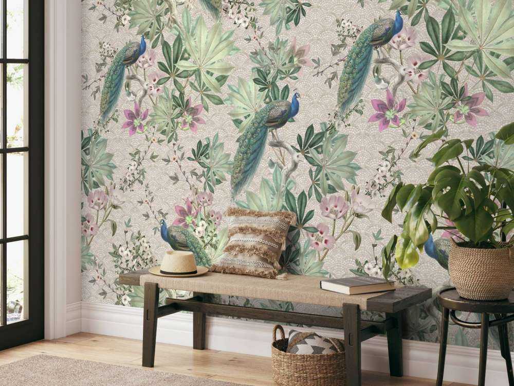 Vintage-Gartenpfaue - creme