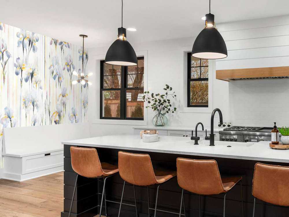 Iris und Streifen nahtlos blau