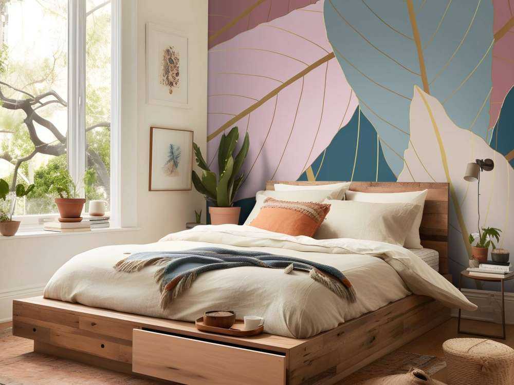 Tropische Blätter mit Gold