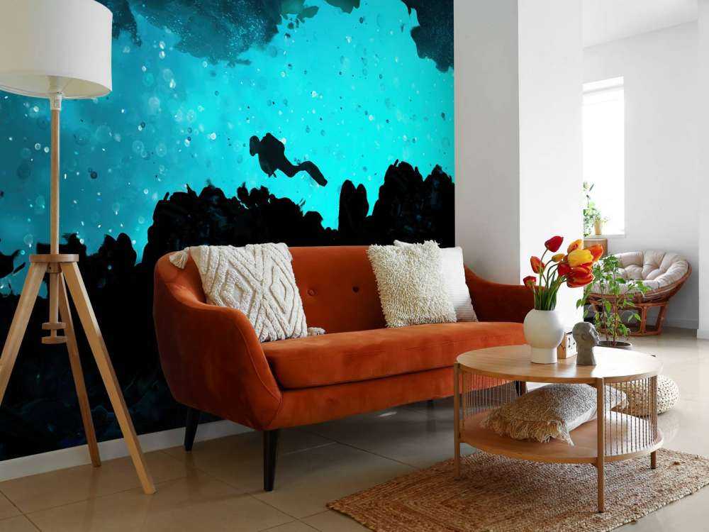 Enge Höhle mit Taucher