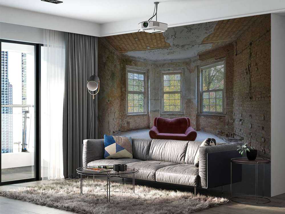 Bank im verlassenen Raum