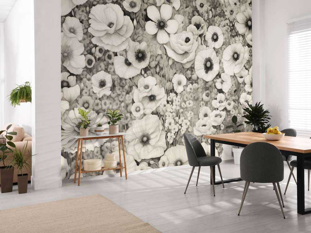 Mohnmärchen Monochrom Dunkelgrün