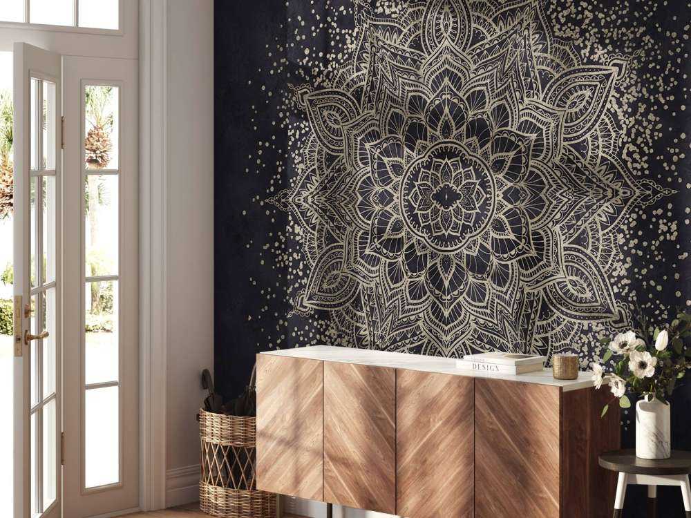 Golden Sparkling Mandala - dunkelmarine