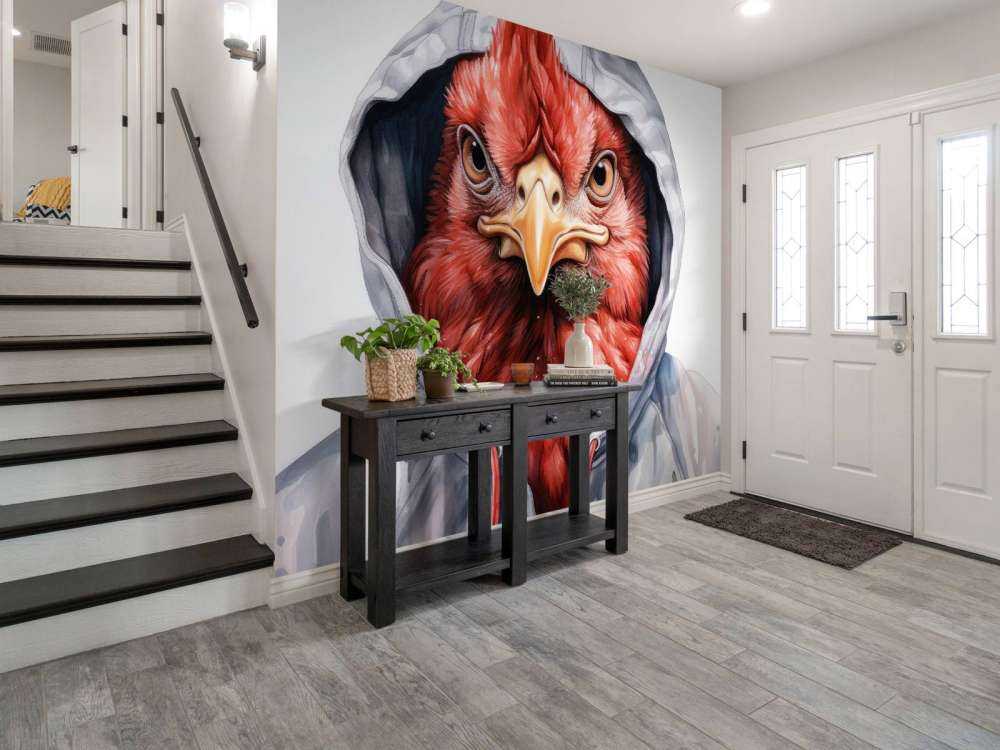Aquarell-Cartoon-Huhn in einem Kapuzenpullover