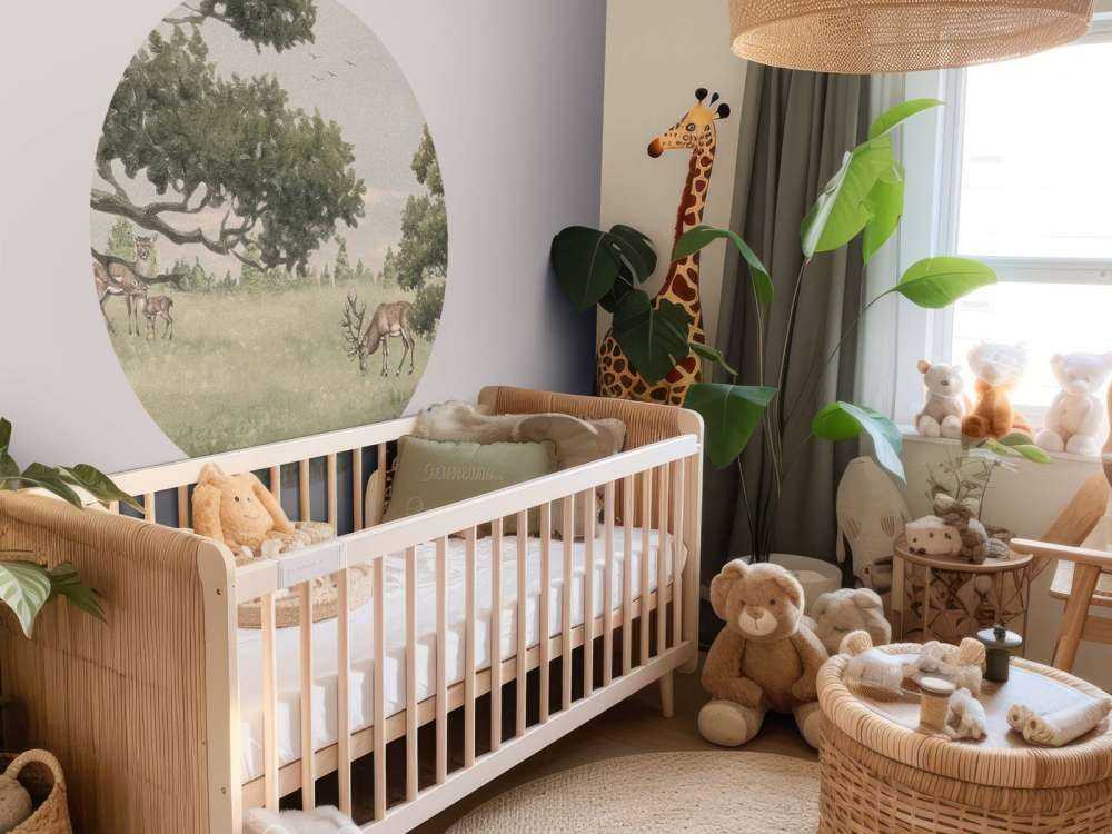 Landschaft mit Tieren in Beige