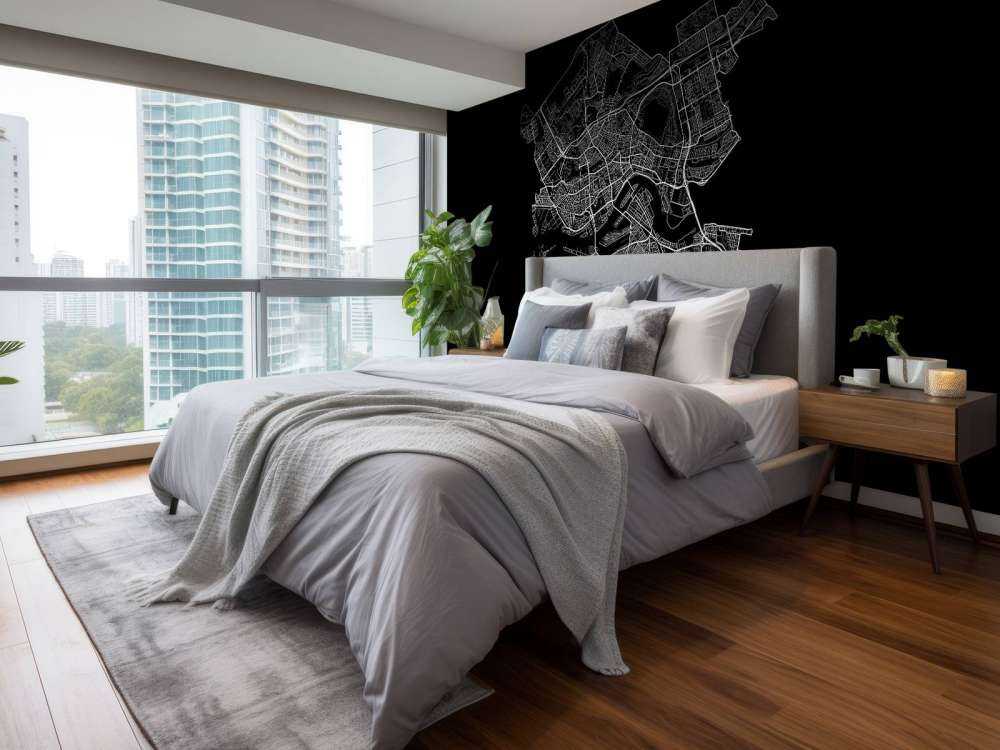 Karte von Rotterdam, schwarz