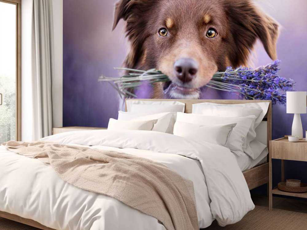 Hund mit Lavendel
