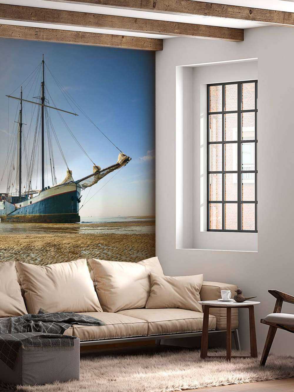 Schiff auf dem Wattenmeer
