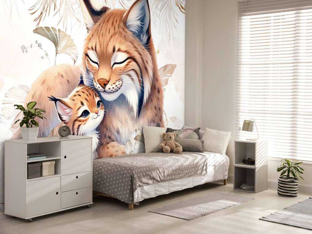 Liebende Luchs mit Jungem