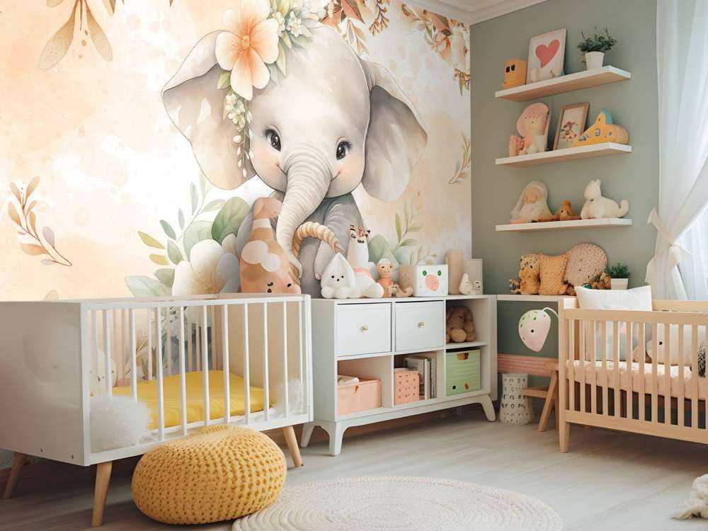 Schattenelefant im Blumenkorb
