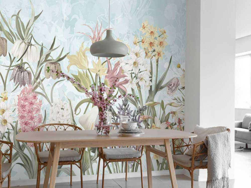 Frühjahrsblumen - Nebeliges Aqua