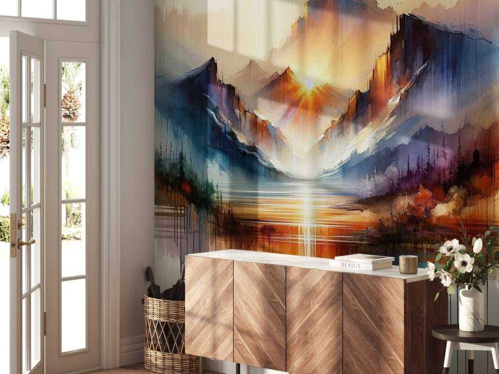Aquarell Abstrakte Berglandschaft