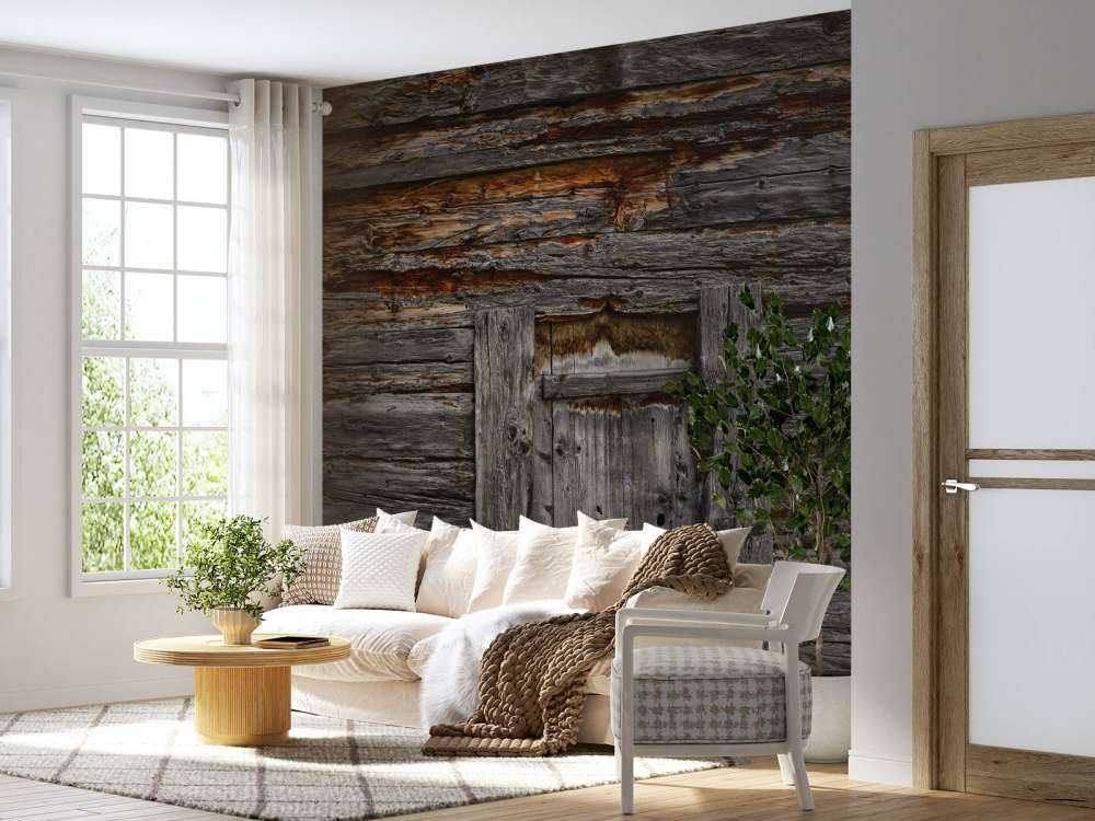 Dunkles Holz mit Tür