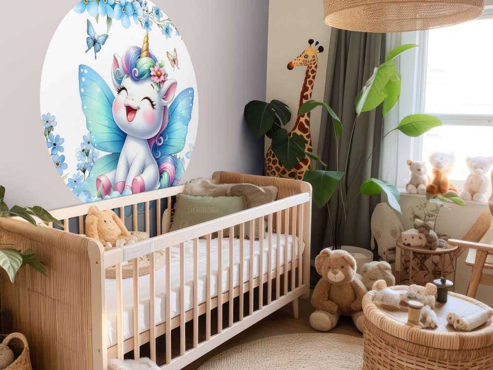 Fröhliche Feen Einhorn und Blumen