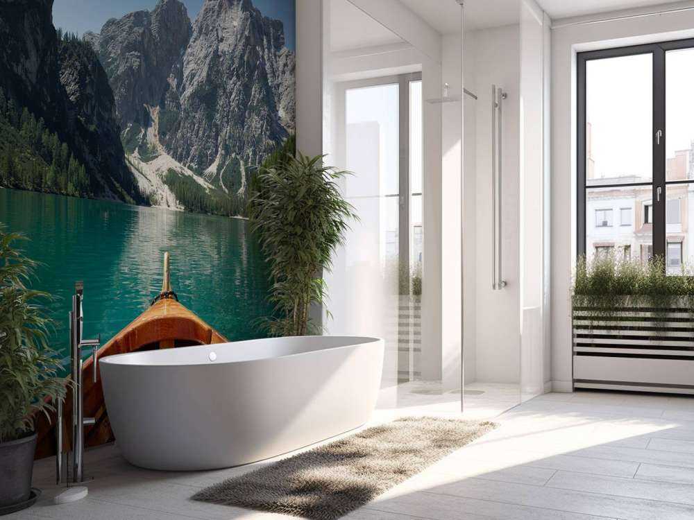 Der Pragser Wildsee von einem Boot aus