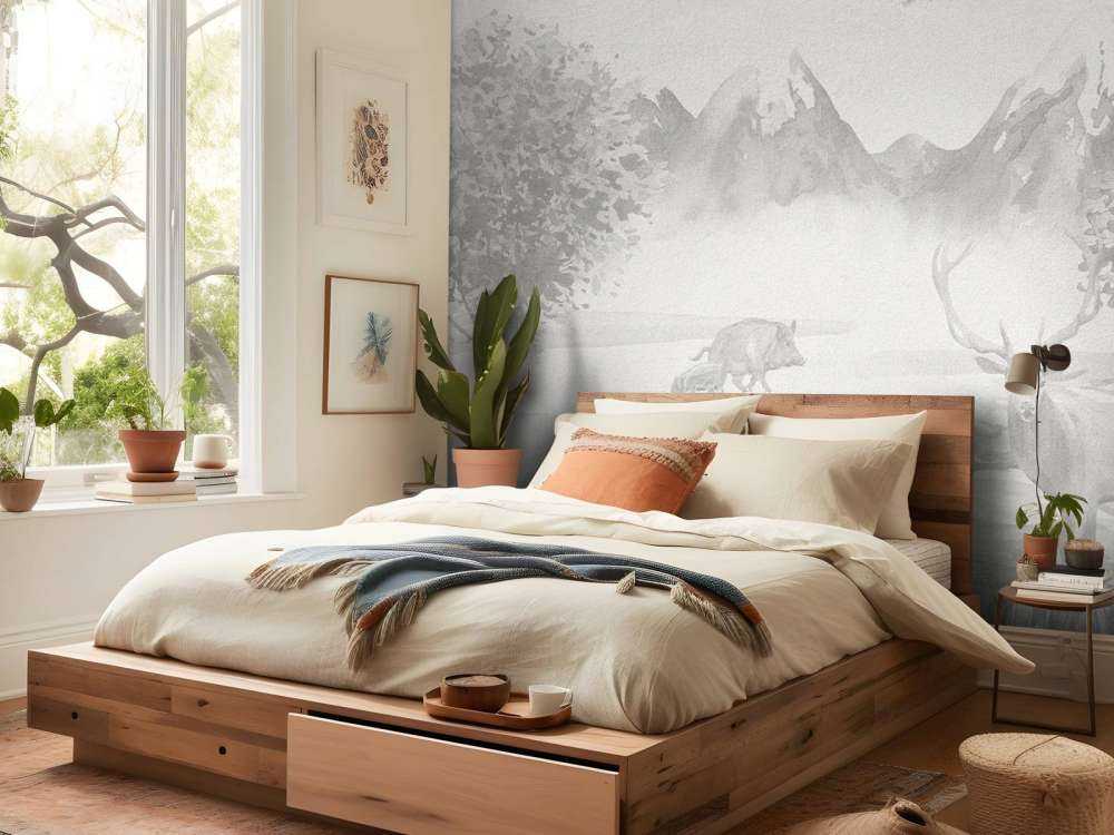 Waldtiere in Grautönen